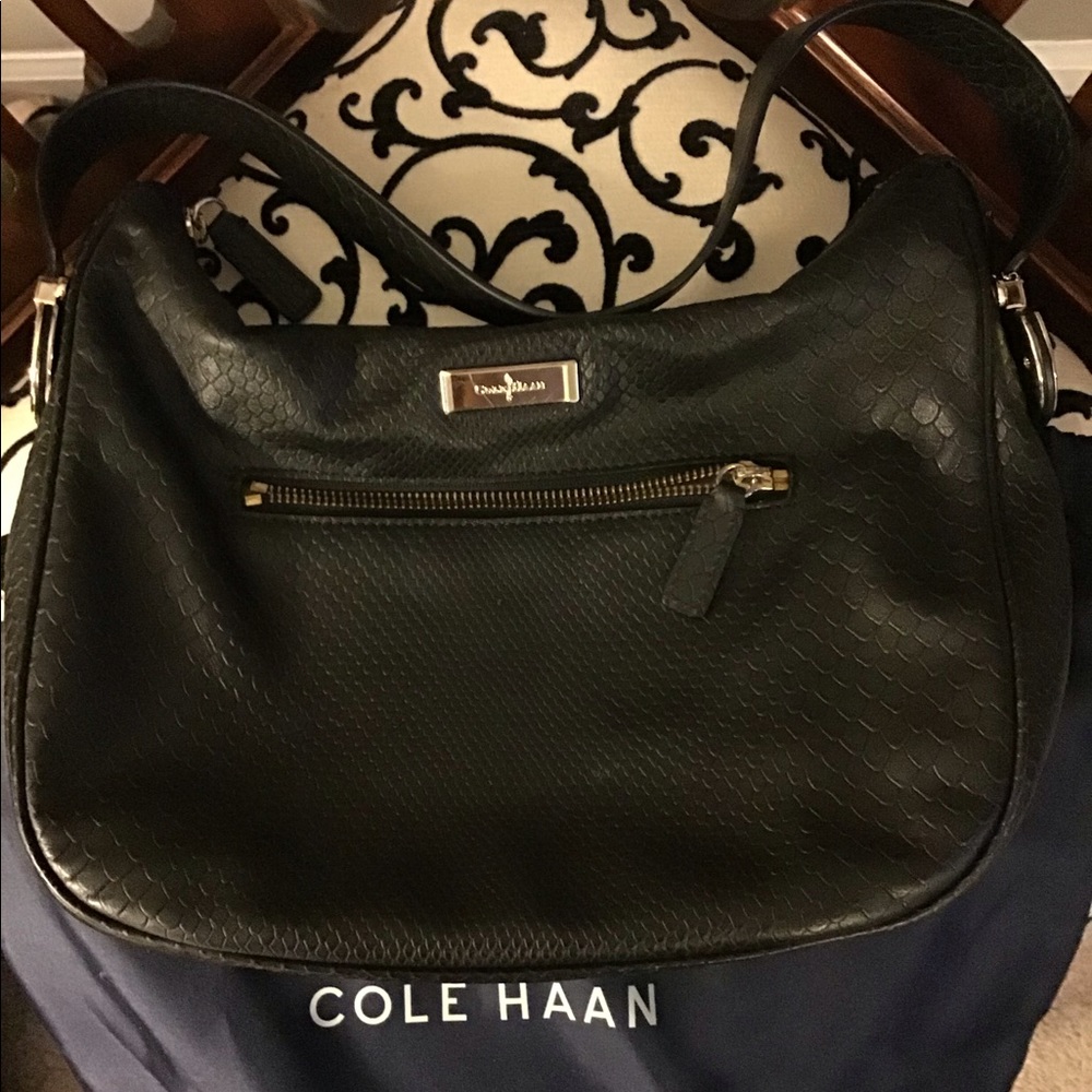 COPY - Black Leather Alligator Print Cole Haan Ha…